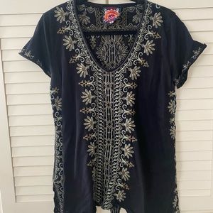 Johnny Was Embroidered Short Sleeve Tunic